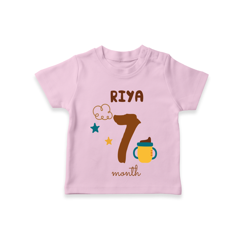 Celebrate The 7th Month Birthday Custom T-Shirt, Personalized with your Baby's name - PINK - 0 - 5 Months Old (Chest 17")