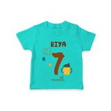 Celebrate The 7th Month Birthday Custom T-Shirt, Personalized with your Baby's name - TEAL - 0 - 5 Months Old (Chest 17")