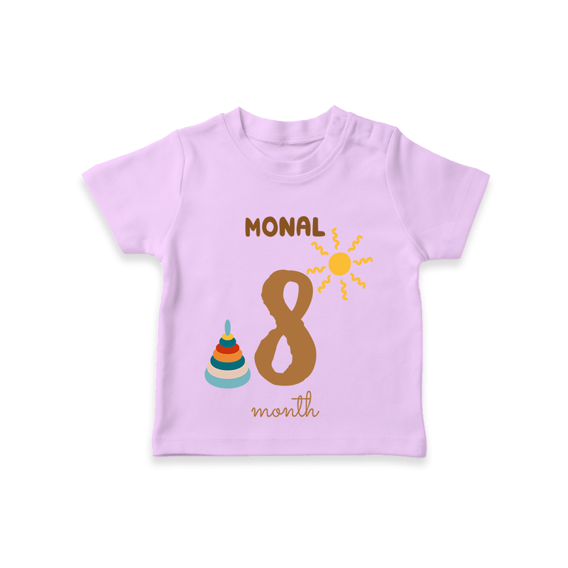 Celebrate The 8th Month Birthday Custom T-Shirt, Personalized with your Baby's name - LILAC - 0 - 5 Months Old (Chest 17")