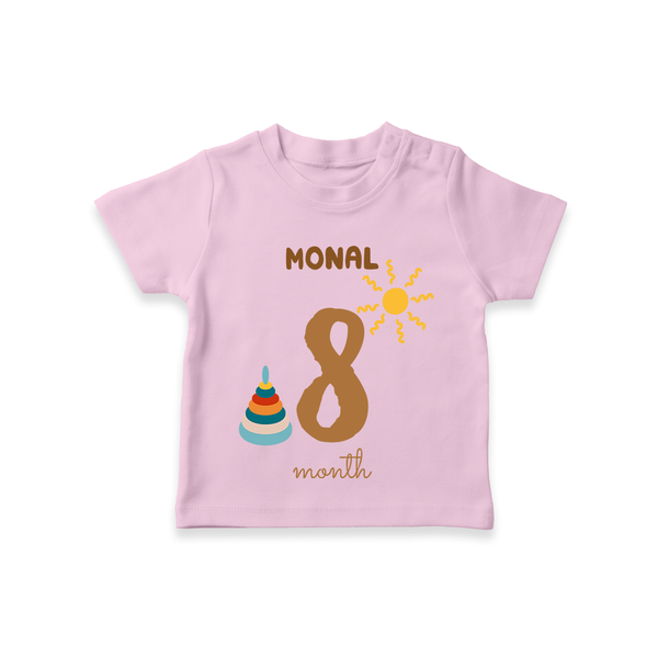 Celebrate The 8th Month Birthday Custom T-Shirt, Personalized with your Baby's name - PINK - 0 - 5 Months Old (Chest 17")