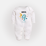 9 Month Old Baby Clothing | Custom Full Sleeve Bodysuit/ Sleep Suit/ Jumpsuit Design | Ideal for Gifting - WHITE - New Born (Chest 7.5")