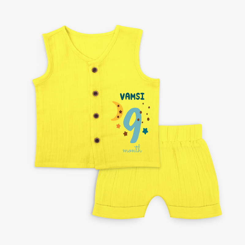 Celebrate The 9th Month Birthday Custom Jabla set, Personalized with your Baby's name - YELLOW - 0 - 3 Months Old (Chest 9.8")
