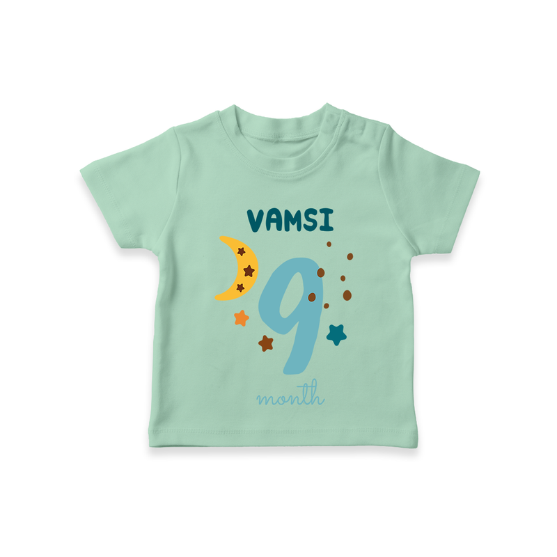 Celebrate The 9th Month Birthday Custom T-Shirt, Personalized with your Baby's name - MINT GREEN - 0 - 5 Months Old (Chest 17")