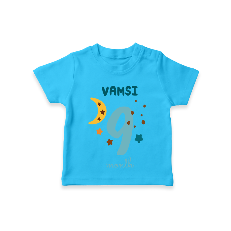 Celebrate The 9th Month Birthday Custom T-Shirt, Personalized with your Baby's name - SKY BLUE - 0 - 5 Months Old (Chest 17")