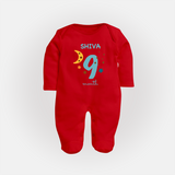 9 Month Old Baby Clothing | Custom Full Sleeve Bodysuit/ Sleep Suit/ Jumpsuit Design | Ideal for Gifting - RED - New Born (Chest 7.5")