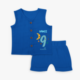 Celebrate The 9th Month Birthday Custom Jabla set, Personalized with your Baby's name - MIDNIGHT BLUE - 0 - 3 Months Old (Chest 9.8")