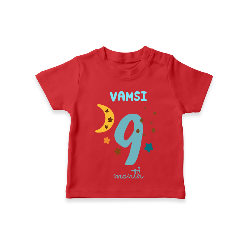 Celebrate The 9th Month Birthday Custom T-Shirt, Personalized with your Baby's name - RED - 0 - 5 Months Old (Chest 17")