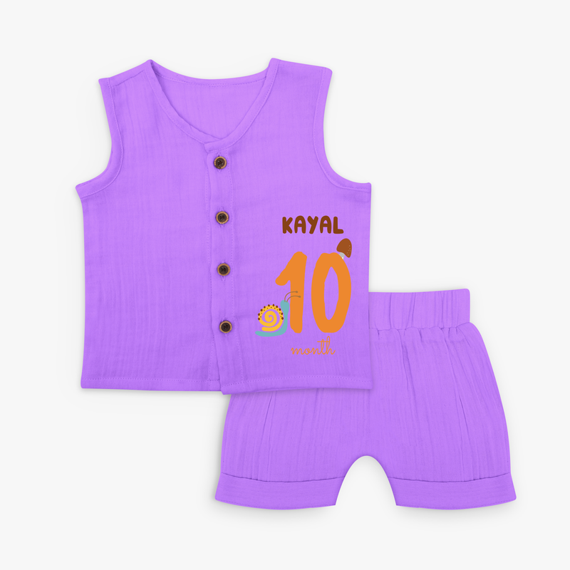 Celebrate The 10th Month Birthday Custom Jabla set, Personalized with your Baby's name - PURPLE - 0 - 3 Months Old (Chest 9.8")