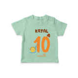 Celebrate The 10th Month Birthday Custom T-Shirt, Personalized with your Baby's name - MINT GREEN - 0 - 5 Months Old (Chest 17")