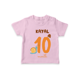 Celebrate The 10th Month Birthday Custom T-Shirt, Personalized with your Baby's name - PINK - 0 - 5 Months Old (Chest 17")