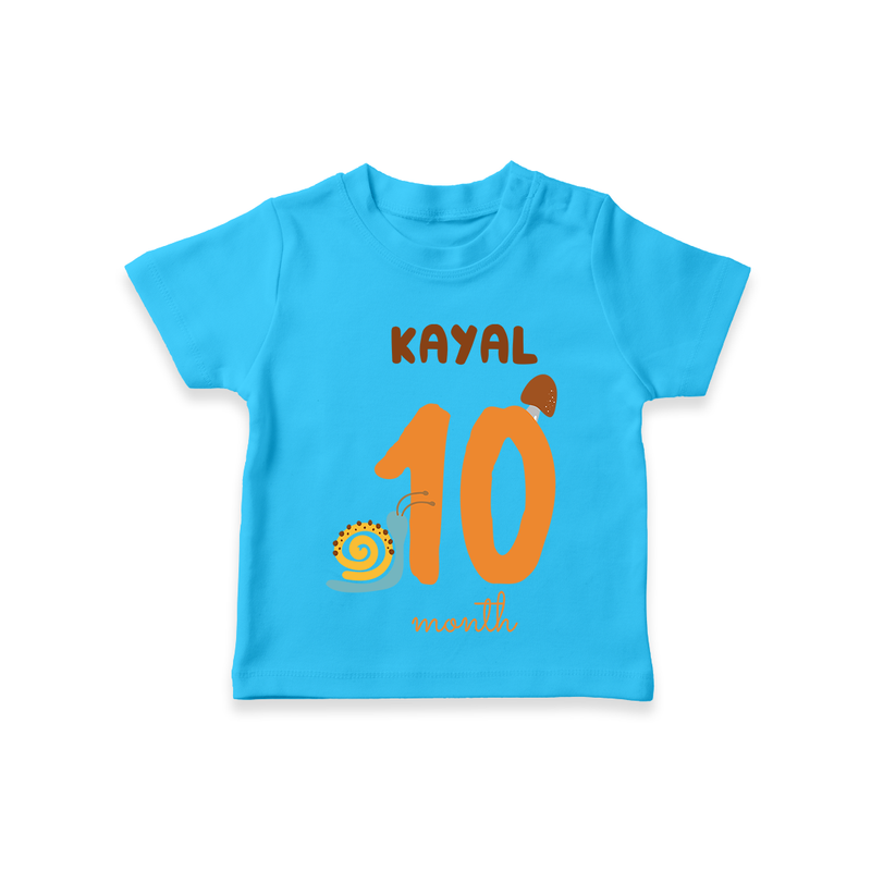 Celebrate The 10th Month Birthday Custom T-Shirt, Personalized with your Baby's name - SKY BLUE - 0 - 5 Months Old (Chest 17")