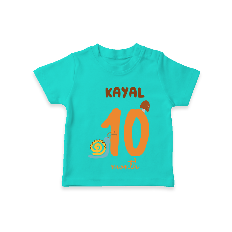 Celebrate The 10th Month Birthday Custom T-Shirt, Personalized with your Baby's name - TEAL - 0 - 5 Months Old (Chest 17")
