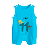 11 Month Old Baby Clothing | Custom Romper Suit/ Sleeveless Romper Design | Ideal for Gifting - SKY BLUE - 0 - 5 Months Old (Chest 18")