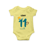 11 Month Old Baby Clothing | Custom Romper/Onesie Design | Ideal for Gifting - PASTEL YELLOW - New Born (Chest 14")