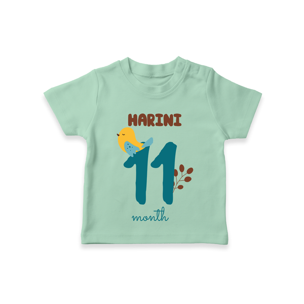 Celebrate The 11th Month Birthday Custom T-Shirt, Personalized with your Baby's name - MINT GREEN - 0 - 5 Months Old (Chest 17")