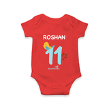 11 Month Old Baby Clothing | Custom Romper/Onesie Design | Ideal for Gifting - RED - New Born (Chest 14")