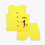 Celebrate The 12th Month Birthday Custom Jabla set, Personalized with your Baby's name - YELLOW - 0 - 3 Months Old (Chest 9.8")