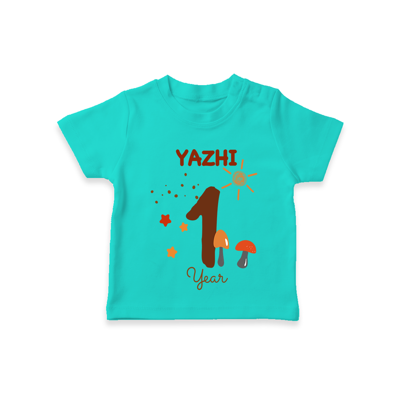 Celebrate The 12th Month Birthday Custom T-Shirt, Personalized with your Baby's name - TEAL - 0 - 5 Months Old (Chest 17")