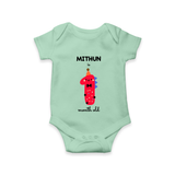 Milestone Romper for 1st Month | Soft Cotton Personalized Romper/Onesie | Unisex Design - MINT GREEN - New Born (Chest 14")