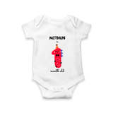 Milestone Romper for 1st Month | Soft Cotton Personalized Romper/Onesie | Unisex Design - WHITE - New Born (Chest 14")