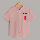 Milestone Shirt for 1st Month | Soft Cotton Personalized Shirt | Unisex Design - PEACH - 0 - 6 Months Old (Chest 23")