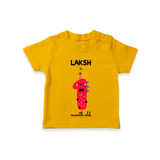 Celebrate The First Month Birthday Custom T-Shirt, Featuring with your Baby's name - CHROME YELLOW - 0 - 5 Months Old (Chest 17")