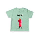 Celebrate The First Month Birthday Custom T-Shirt, Featuring with your Baby's name - MINT GREEN - 0 - 5 Months Old (Chest 17")