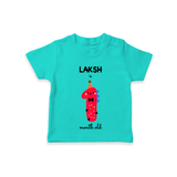 Celebrate The First Month Birthday Custom T-Shirt, Featuring with your Baby's name - TEAL - 0 - 5 Months Old (Chest 17")
