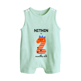 Milestone Romper Suit/ Sleeveless Romper for 2nd Month | Soft Cotton Personalized Romper Suit/ Sleeveless Romper | Unisex Design - MINT GREEN - 0 - 5 Months Old (Chest 18")