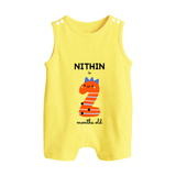 Milestone Romper Suit/ Sleeveless Romper for 2nd Month | Soft Cotton Personalized Romper Suit/ Sleeveless Romper | Unisex Design - PASTEL YELLOW - 0 - 5 Months Old (Chest 18")
