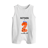 Milestone Romper Suit/ Sleeveless Romper for 2nd Month | Soft Cotton Personalized Romper Suit/ Sleeveless Romper | Unisex Design - WHITE - 0 - 5 Months Old (Chest 18")