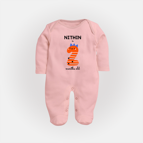 Milestone Full Sleeve Bodysuit/ Sleep Suit/ Jumpsuit for 2nd Month | Soft Cotton Personalized Full Sleeve Bodysuit/ Sleep Suit/ Jumpsuit | Unisex Design