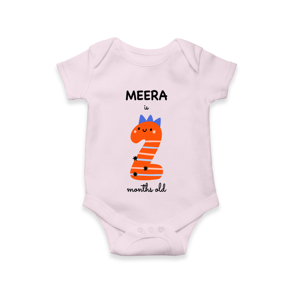 Celebrate The Second Month Birthday Custom Romper, Featuring with your Baby's name - BABY PINK - 0 - 3 Months Old (Chest 16")