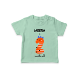 Celebrate The Second Month Birthday Custom T-Shirt, Featuring with your Baby's name - MINT GREEN - 0 - 5 Months Old (Chest 17")