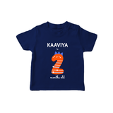 Milestone T-Shirt for 2nd Month | Soft Cotton Personalized T-Shirt | Unisex Design - NAVY BLUE - 0-5 Months Old (Chest 17")