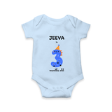 Milestone Romper for 3rd Month | Soft Cotton Personalized Romper/Onesie | Unisex Design - BABY BLUE - New Born (Chest 14")