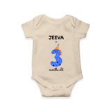 Milestone Romper for 3rd Month | Soft Cotton Personalized Romper/Onesie | Unisex Design - IVORY - New Born (Chest 14")