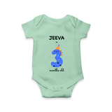 Milestone Romper for 3rd Month | Soft Cotton Personalized Romper/Onesie | Unisex Design - MINT GREEN - New Born (Chest 14")