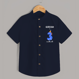 Milestone Shirt for 3rd Month | Soft Cotton Personalized Shirt | Unisex Design - NAVY BLUE - 0 - 6 Months Old (Chest 23")