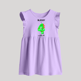 Milestone Baby Frock for 4th Month | Soft Cotton Personalized Baby Frock | Unisex Design - LILAC - 0 - 3 Months Old (Chest 17")