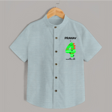 Milestone Shirt for 4th Month | Soft Cotton Personalized Shirt | Unisex Design - ARCTIC BLUE - 0 - 6 Months Old (Chest 23")