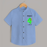 Milestone Shirt for 4th Month | Soft Cotton Personalized Shirt | Unisex Design - SKY BLUE - 0 - 6 Months Old (Chest 23")