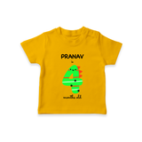 Milestone T-Shirt for 4th Month | Soft Cotton Personalized T-Shirt | Unisex Design - CHROME YELLOW - 0-5 Months Old (Chest 17")