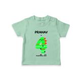 Milestone T-Shirt for 4th Month | Soft Cotton Personalized T-Shirt | Unisex Design - MINT GREEN - 0-5 Months Old (Chest 17")