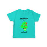 Milestone T-Shirt for 4th Month | Soft Cotton Personalized T-Shirt | Unisex Design - TEAL - 0-5 Months Old (Chest 17")