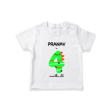 Milestone T-Shirt for 4th Month | Soft Cotton Personalized T-Shirt | Unisex Design - WHITE - 0-5 Months Old (Chest 17")