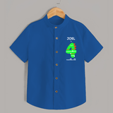 Milestone Shirt for 4th Month | Soft Cotton Personalized Shirt | Unisex Design - COBALT BLUE - 0 - 6 Months Old (Chest 23")