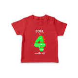 Milestone T-Shirt for 4th Month | Soft Cotton Personalized T-Shirt | Unisex Design - RED - 0-5 Months Old (Chest 17")