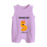 Milestone Romper Suit/ Sleeveless Romper for 5th Month | Soft Cotton Personalized Romper Suit/ Sleeveless Romper | Unisex Design - LILAC - 0 - 5 Months Old (Chest 18")