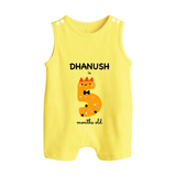 Milestone Romper Suit/ Sleeveless Romper for 5th Month | Soft Cotton Personalized Romper Suit/ Sleeveless Romper | Unisex Design - PASTEL YELLOW - 0 - 5 Months Old (Chest 18")